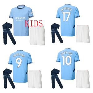 Kits de fútbol para niños 24 25 Camisa de fútbol de Haaland Ciudades de Bruyne Foden 2024 Grealish Sterling Soccer Jerseys