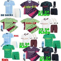 23 24 HAALAND SOCCER JERSEY GREALISH GVARDIOL ALVAREZ fans DE BRUYNE FODEN 2023 2024 hauts de football chemise enfants kit ensembles uniforme