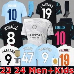 23 24 Haaland voetbaltruien De Bruyne Phillips Mans Cities Grealish Mahrez Foden Bernardo Z Rodrigo Mans City voetbalshirt Mannen Kit Sets Uniformen