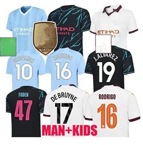 23 24 HAALAND VOETBALJERSEYS GREALISH STERLING MANS CITIES MAHREZ Fans club kampioenen DE BRUYNE FODEN 2023 2024 Voetbaltops Shirt Kindertenuesets