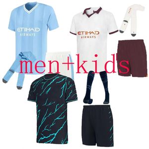 23 24 Haaland voetbaltruien GREALISH Sterling Mans Cities Mahrez -fans Versie de Bruyne Foden 2023 2024 Voetbaltops Shirt Kids Kit Sets Uniform Boys Youth Youth
