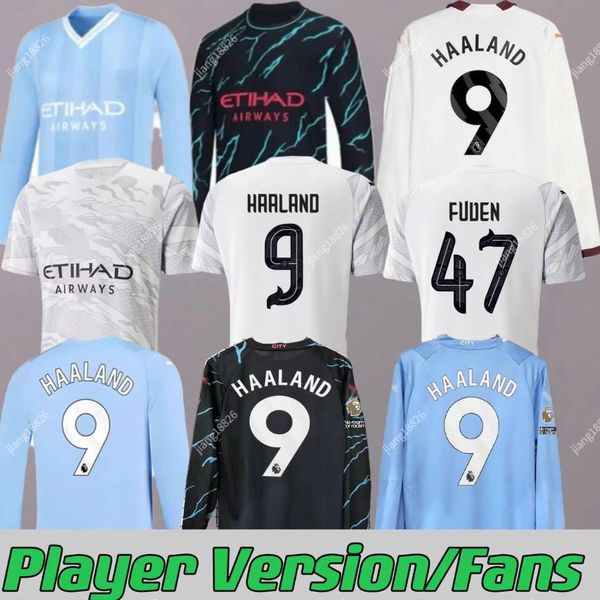 Man City Soccer Jerseys HAALAND 23 24 DE BRUYNE PHILLIPS MANS CITIES GREALISH FERRAN MAHREZ FODEN BERNARDO JOAO CANCELO Z RODRIGO Chemise de football Hommes Kit Ensembles