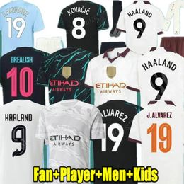 23 24 Haaland voetbaltruien Man City voetbalshirt De Bruyne Rodrigo Grealish Foden 2023 2024 MANS CITIONS BERNARDO RUBEN DOKU ALVAREZ FANS Player Mannen Kit Sets