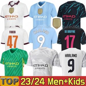 23 24 Haaland voetbaltruien Mans Cities Final Istanbul Kit Mahrez Grealish de Bruyne Foden voetbalhirt Kids 2023 2024 GK J.Alvarez Mancheste Nieuwjaar Uniform S-2xl