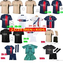 23 24 HAKIMI Soccer Jerseys SERGIO RAMOS VERRATTI DANILO SANCHES MbaPpeS Maillots Chemise Hommes Kit Ensembles Uniforme Enfants MBAPPE Football Enfants Maillots