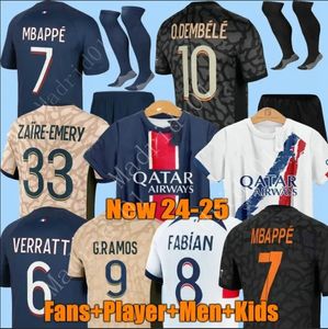 24 25 Hakimi Sergio Ramos Soccer Jerseys Verratti Danilo Sanches Mbappes Maillots Shirt Men Kids Kit Sets Uniform Enfants PSGS voetbaljerseys