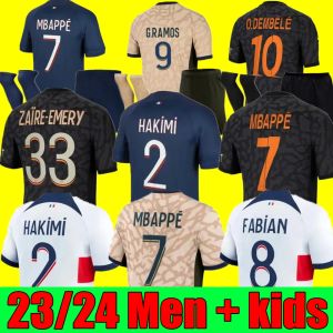 23 24 HAKIMI Soccer Jerseys SERGIO RAMOS VERRATTI DANILO SANCHES MbaPpeS Maillots Chemise Hommes Enfants Kit Ensembles Uniformes Enfants.