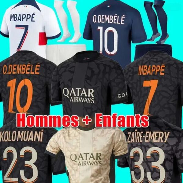 23 24 HAKIMI Soccer Jerseys SERGIO RAMOS VERRATTI DANILO SANCHES MbaPpeS Maillots Chemise Hommes Kit Ensembles Uniformes Enfants PsGE Football Enfants Maillots