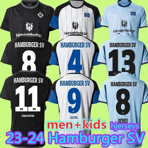 23 24 Hamburguesa SV Soccer Jerseys Vagnoman Konigsdorffer Onana Leibold Benes Reis Kittel Glatzel Bilbija Dudziak 23 2024 HSV Men Camisas de fútbol Uniformes Kits Kids Kit