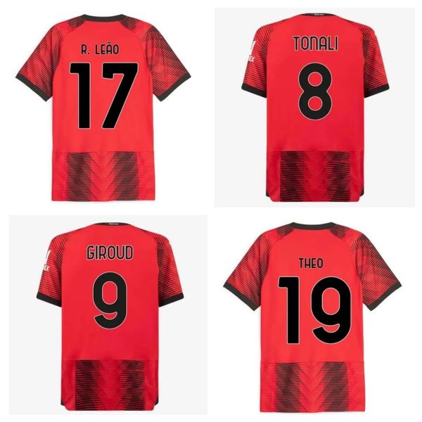 23 24 IBRAHIMOVIC GIROUD Maillots de Football 2023 PULISIC THEO AC MILANS TONALI 4ème Maillot ROMAGNOLI RAFA LEAO S.CASTILLEJO REIJNDERS