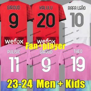 23 24 IBRAHIMOVIC KOCHE AC S Maillots de football Maillot de football GIROUD DE KETELAERE R. LEAO TONALI THEO Spécial Quatrième 4ème Hommes Kit Enfants _Jersey