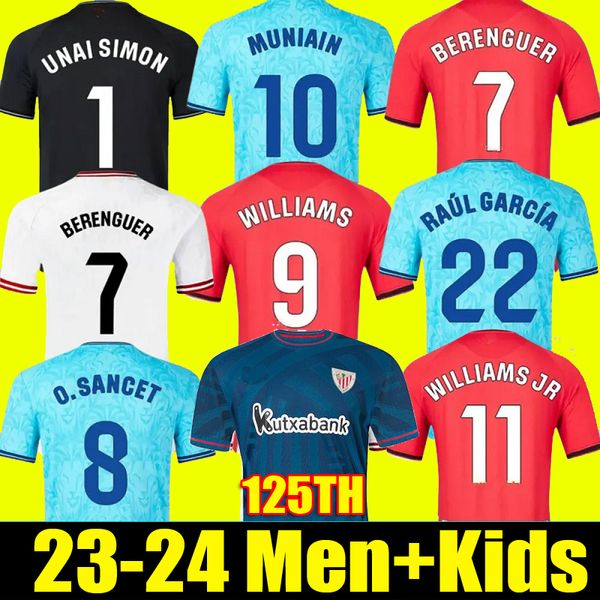 2023 2024 Bilbao Club Soccer Jerseys 23 24 Athletic ADURIZ GURUZETA WILLIAMS MUNIAIN PAREDES BERENGUER ANDER O. SANCET Fútbol Hombres Niños Camisa 125 Aniversario Año