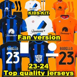 23 24 InterS LAUTARO Milans camisetas de fútbol LUKAKU ANIVERSARIO CORREA DZEKO BROZOVIC BARELLA ASLLANI FRATTESI 2023 2024Home Away Football Men Shirt Kids Kit