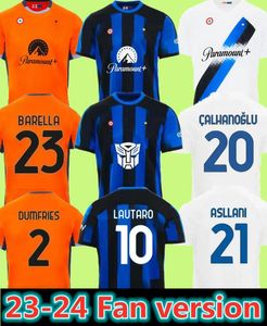 23 24 InterS LAUTARO Milans camisetas de fútbol LUKAKU ANIVERSARIO CORREA DZEKO BROZOVIC BARELLA ASLLANI FRATTESI Local y visitante 2023 2024 camiseta de fútbol para hombres kit para niños