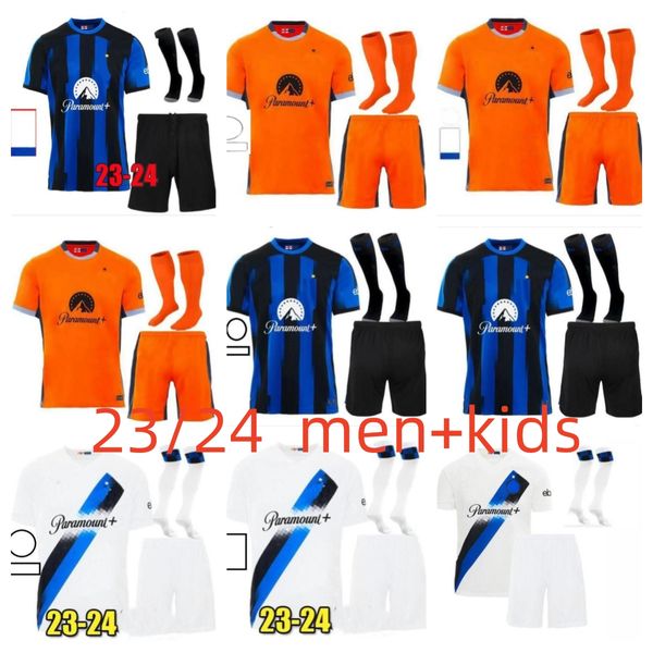 23 24 InTERS LUKAKU LAUTARO Milans maillots de football ANNIVERSAIRE CORREA DZEKO BARELLA SKRINIAR BROZOVIC Maillot de football à domicile pour hommes et enfants