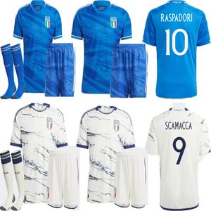 Italiaanse sportkleding Jerseys thuis Italië RASPADORI VERRATTI BARELLA DONNARUMMA Shirt TOTTI LORENZO POLITANO ZANIOLO MIRETTI Uitvoetbaluniform Jersey