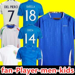 23/24 Italia Chiesa Soccer Jerseys 2023 Italië 125e Raspadori Verratti Barella Jorginho Donnarumma Shirt Totti Lorenzo Politano Zaniolo Miretti voetbaluniform