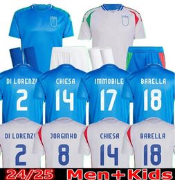 23/24 Italia CHIESA Soccer Jerseys 2023 Italie BELOTTI VERRATTI BARELLA PELLEGRINI Chemise INSIGNE IMMOBILE LORENZO ZANIOLO JORGINHO Kit de maillot pour enfants Uniforme de football