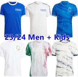 23/24 Italia CHIESA Soccer Jerseys 2023 Italie 125ème RASPADORI VERRATTI BARELLA DONNARUMMA Chemise TOTTI LORENZO POLITANO ZANIOLO Hommes Kit Enfants Uniforme de football