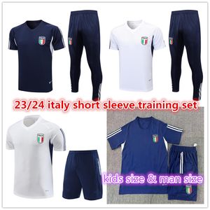 23 24 Italia para adultos Polo Track Situit para niños Cortas de entrenamiento corto kit Sobrevetencia Traje de entrenamiento de manga corta Soccer 2023 2024 Italia Man Child Football Jersey Set