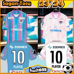 23/24 Japan Sagan Tosu Voetbalshirts 2023 2024 ONO #42 WATARU #18 JUN #13 SHINYA #29 IWASAK #38 OSATO KABA Home blauw Awaypink Voetbalshirts Korte top