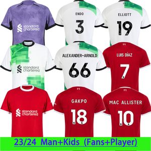 23 24 Jerseys Jersey de fútbol MAC ALLISTER GAKPO Hombres Adultos y niños Camisetas de fútbol Local y visitante Camiseta de manga corta ELLIOTT Tercer uniforme