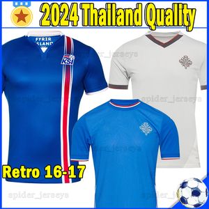 2024 Iceland Soccer Jerseys Club Full Full Team Retro 2016 17 Islandia Men's Uniform Foot Equipe Gudjohnsen R Sigurdsson Finnbogason Football Shirts