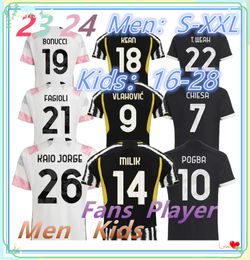 23 24 Juventus Home and Away Football Set Sweat-shirt de football masculin et uniforme pour enfants Milik di Maria Vlahovic Kean Pogba Chiesa McKennie Locateli Football Shirt