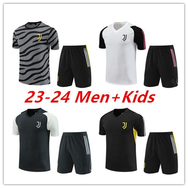 23 24 Juventus Soccer Jerseys Manches courtes Combinaison d'entraînement POGBA DI MARIA VLAHOVIC CHIESA 2023 24 Survêtement hommes enfants kit ensemble kit de football uniforme sportswear