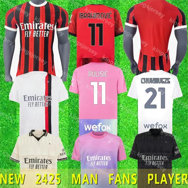 23 24 25 Maglia Milans Giroud Soccer Jerseys 2024 Home Away Third 4th Pulisic Reijnders Romagnoli Rafa Leo Reijnders Shirts de foot