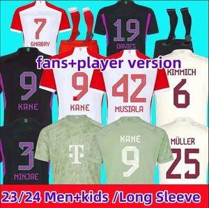 23 24 Kane Soccer Jerseys Gravenberch Sane de Ligt Muller Davies Kimmich Shirts de football à manches longues Men Kids Coman 2023 2024 BAYERNS UNIFORM MUNICH ICON Pré-match Kit de match