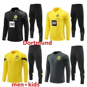 23 24 Kinderen en man Borussia Tracksuit Jacket Voetbalsets voor volwassenen Half Zipper Dortmund Trainingspak