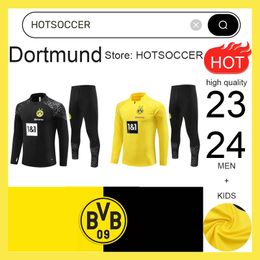 23 24 Kids and Man Borussia Dortmund Tracksuit Jacket Soccer Soccer Reus Bellingham Training Suit Football Set Survitement 23/24 Men Sportswear