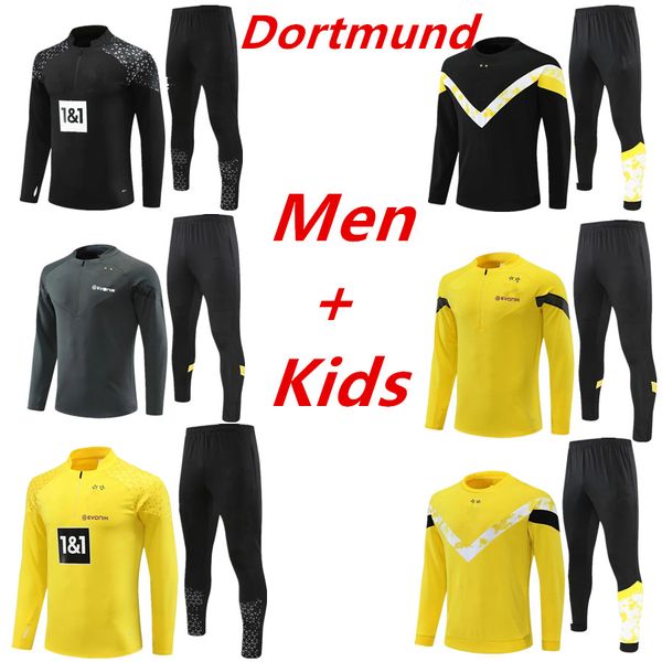 23 24 niños y hombre Borussia Dortmund chaqueta de chándal Conjuntos de fútbol REUS BELLINGHAM traje de entrenamiento conjunto de fútbol para niños 22/23/24 hombres ropa deportiva