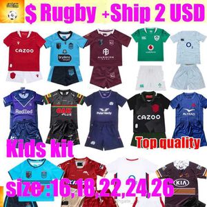 23 24 Kids Rugby Ireland Scotland England Tiger Gaa Merced Rugby Shirt Blue Horton Kids Sets 23/24 Maroons Tonga Youth Children Children Boys Training Match Kid Kit Top