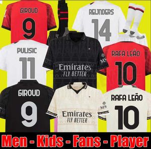 23 24 Maillots de football KOCHE AC MILANS GIROUD DE KETELAERE RAFA LEAO Maillot de football quatrième 4ème hommes enfants kit uniformes PULISIC LOFTUS-CHEEK THEO