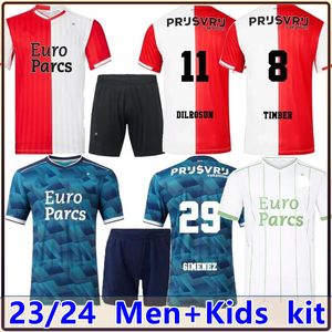 23 24 KOKCU Soccer Jerseys Gimenez Feyenoords Danilo 2023 2024 Home Trauner Hommes Enfants Kit Hartman Gimenez Paixao Taabouni Chemise de football rouge de haute qualité