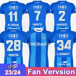 23 24 Krc Genk Mens voetbalshirts Heynen Samatta McKenzie M.Tresor D.Munoz Paintsil Cuesta Home Blue Shirts korte mouw uniformen