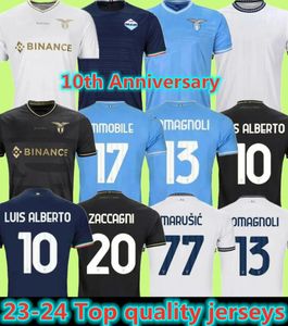 23 24 Lazio Camisetas de fútbol inmóviles 2023 2024 INMÓVIL LUIS BERISHA BASTOS SERGEJ ZACCAGNI BADELJ LUCAS J.CORREA MARUSIC hombres niños kit camiseta de fútbol 10mo aniversario