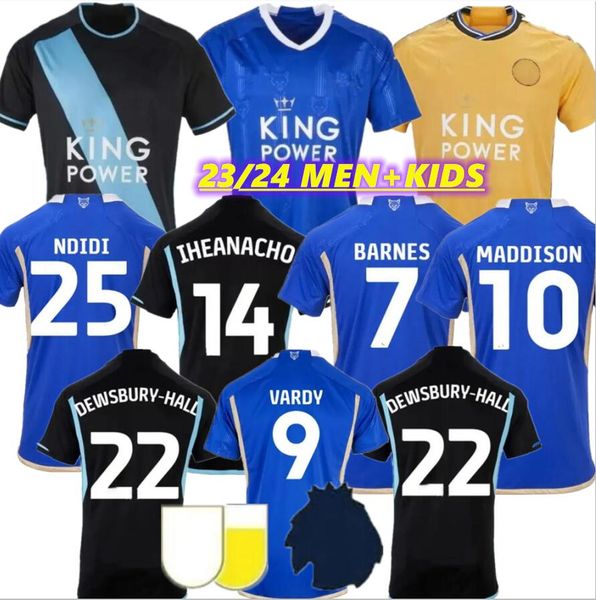 23 24 Maillots de football de Leicester BARNES Tielemans à domicile VARDY MADDISON IHEANACHO DEWSBURY-HALL DAKA LOOKMAN City Accueil 2023 2024 Accueil Hommes Chemises de football Kits enfants