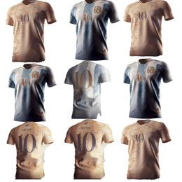 Argentinië Blauw en goud 3 sterren voetbalshirts Herdenkingsmunt heren tenue retro 20 21 Maillots de foot Maradona DYBALA MESSIS MAC ALLISTER speciaal voetbalshirt uniform