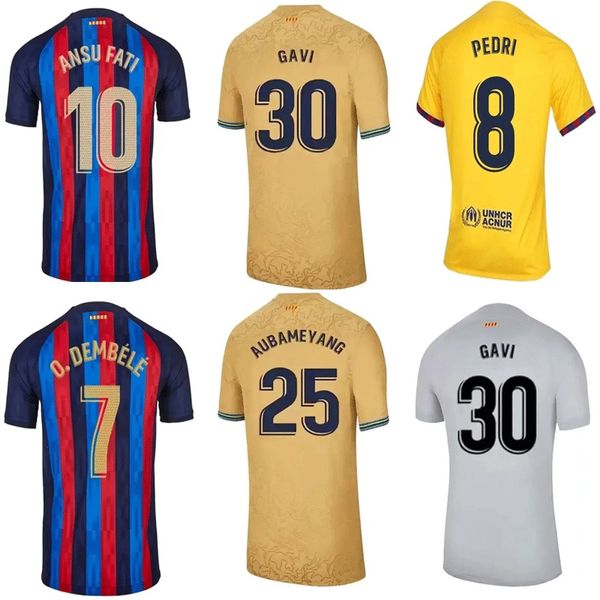 23 24 LEWANDOWSKI ANSU FATI Maillots de football 22 23 FERRAN ADAMA AUBA CHRISTENSEN O. DEMBELE PEDRI MEMPHIS DEST GAVI maillots de football barcelone