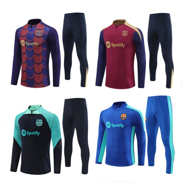 23/24 Survêtements de football LEWANDOWSKI Veste demi-fermeture éclair SURVÊTEMENT hommes et enfants barca TRAINING SUIT Barcelone Football vêtements d'entraînement à manches longues