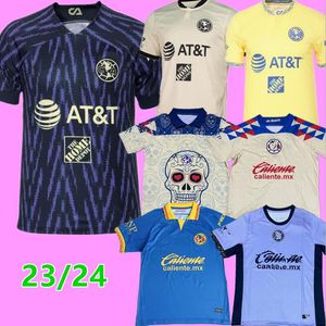 23/24 Liga MX Club America Voetbalshirts heren kinderkit 2023 2024 R.MARTINEZ D.VALDES G.OCHOA GIOVANI Halloween voetbalshirt Fans Player Version lange mouw P.AGUILAR