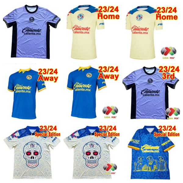 23 24 Liga MX Club America Voetbalshirts Derde HENRY R.MARTINEZ Voetbalshirt D.VALDES G.OCHOA FIDALGO 23 24 Fans Versie Training Maillot Herentenue