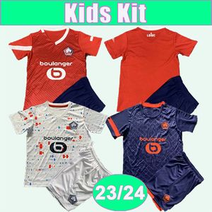 23 24 Lille Kids Kit Soccer Jerseys Fonte Bamba J. David Cabella A. Ounas Angel Home Away 3ème Chemises de football Uniformes à manches courtes