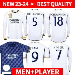 23 24 Long Bellingham Soccer Jerseys Valverde Vini JR Madrids 2023 2024 Rodrygo Kane Fan Player Version Mordric Camavinga Football Shirts Kit HALA Hommes Enfants 97 20