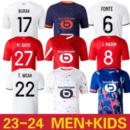 23 24 LOSC Lille Soccer Jerseys Umtiti White Cabella J.ounas David Yazici Football Jersey 2023 2024 Lille Olympique M.Bayo Maillot Kid Kid Kit Zhegrova