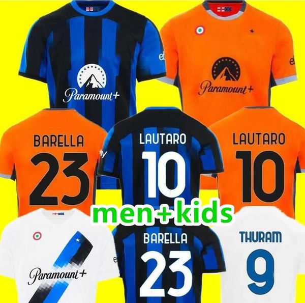 23 24 Maillots de football LUKAKU BARELLA CORREA INTERS MilaN GIROUD IBRAHIMOVIC LAUTARO MILANS THEO BRAHIM Dzeko Maillot de football 2023 2024 Uniformes Hommes Enfants Kits Ensembles