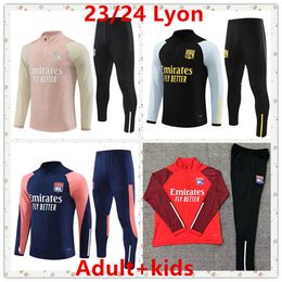 23/24 Lyon voetbal trainingspak Survetement 2023/2304 Lyonnais L.PAQUETA OL AOUAR Voetbal trainingspak Jogging sets kinderen 10/18 volwassen S-XXL